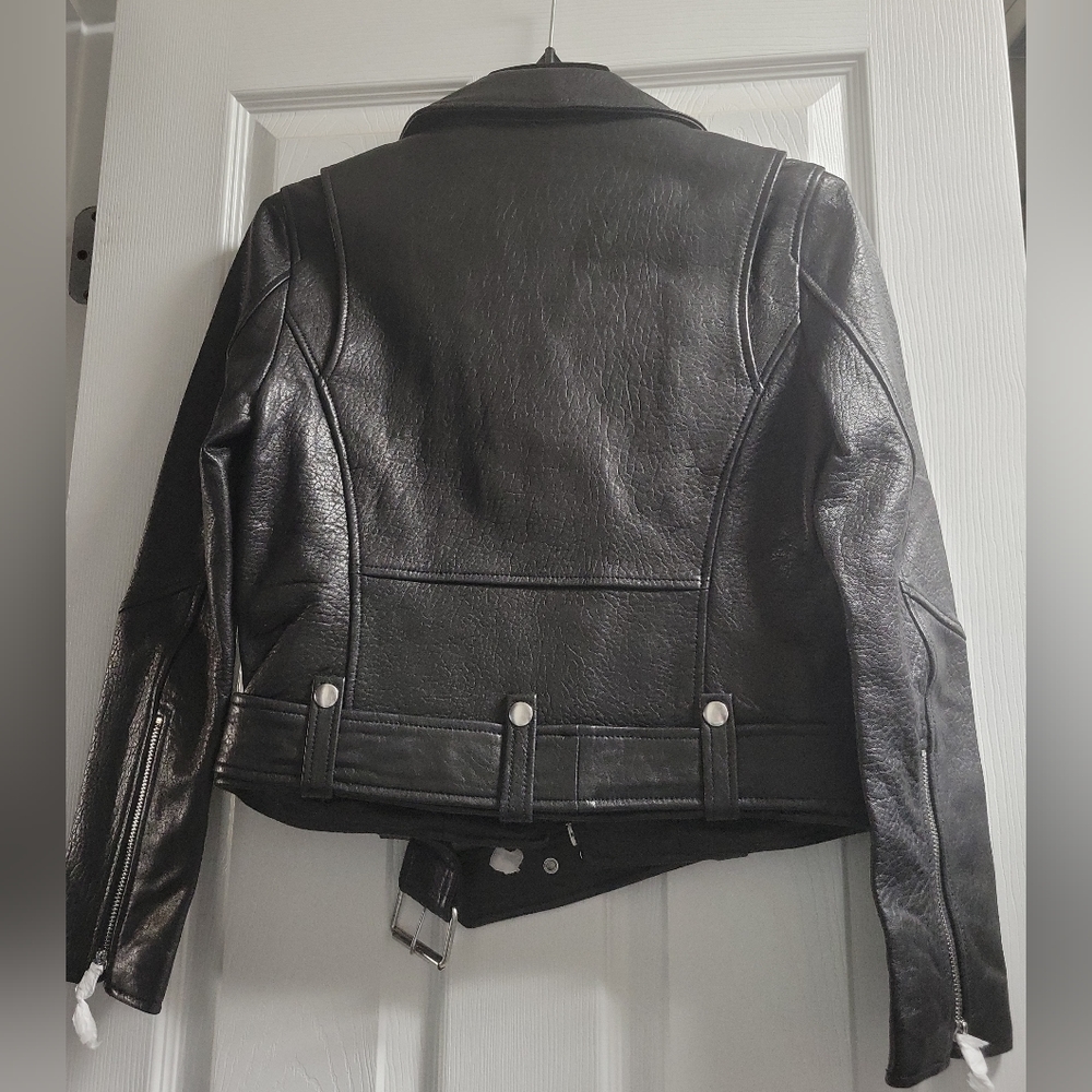 Current/Elliot Shaina lambskin leather biker jacket with belt!!!